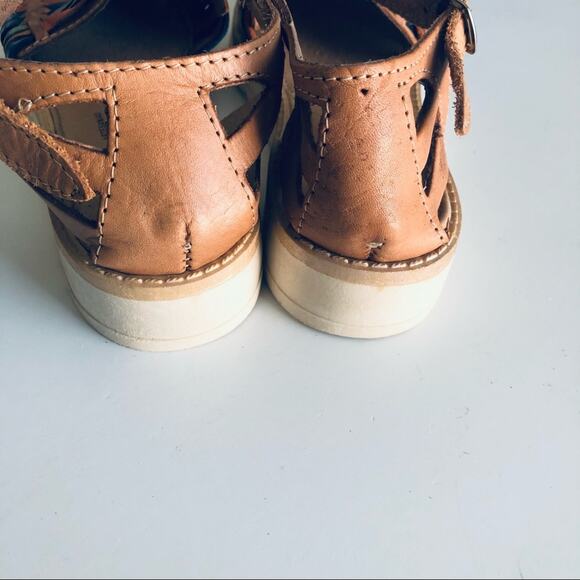 Galcer Mexican Women's 8 Leather Huarache Boho Platform Sandal Tan - Picture 7 of 12